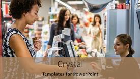  Presentation with black woman - Cool new presentation theme with black-woman-buying-goods backdrop and a coral colored foreground