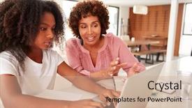  Presentation with black woman - PPT theme with black woman helping her teenage background and a coral colored foreground