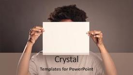  Presentation with black woman at gas station - PPT theme having black woman holding an empty background and a coral colored foreground