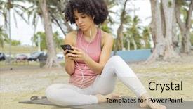  Presentation with listening woman - Amazing presentation theme having black woman listening to music backdrop and a  colored foreground