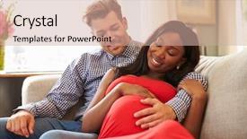  Presentation with pregnant - Slide set enhanced with black woman pregnancy - pregnant couple at home relaxing background and a soft green colored foreground