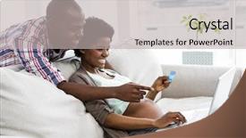  Presentation with earn money for shopping online - Colorful PPT layouts enhanced with black woman pregnancy - pregnant couple shopping online backdrop and a light gray colored foreground