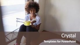  Presentation with black woman - Presentation theme enhanced with black woman sitting by window background and a tawny brown colored foreground