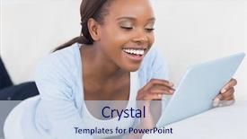  Presentation with black woman - PPT theme having black-woman-smiling-while-touching background and a sky blue colored foreground