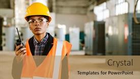  Presentation with black woman - Slide set having black-woman-wearing-helmet-using background and a coral colored foreground