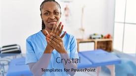  Presentation with black woman - Slide deck consisting of black-woman-with-braids-working background and a light blue colored foreground