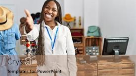  Presentation with black woman - Presentation featuring black-woman-with-braids-working background and a coral colored foreground