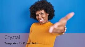  Presentation with black woman - Theme enhanced with black-woman-with-curly-hair background and a  colored foreground