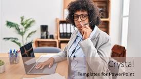  Presentation with secret agent - Presentation consisting of black-woman-with-curly-hair background and a coral colored foreground