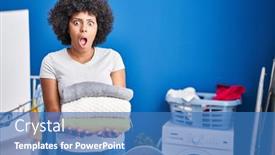  Presentation with black woman - Presentation theme featuring black-woman-with-curly-hair background and a  colored foreground