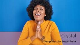  Presentation with black woman praying - Theme having black-woman-with-curly-hair background and a gold colored foreground