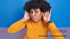  Presentation with deaf - PPT theme having black-woman-with-curly-hair background and a gold colored foreground