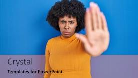  Presentation with sing - Presentation theme consisting of black-woman-with-curly-hair background and a gold colored foreground