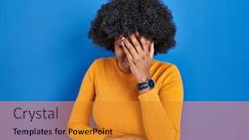  Presentation with woman crying - Presentation theme consisting of black-woman-with-curly-hair background and a gold colored foreground