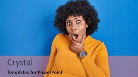  Presentation with black hands - Presentation design with black-woman-with-curly-hair background and a gold colored foreground