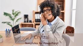  Presentation with secret agent - Slides having black-woman-with-curly-hair background and a  colored foreground