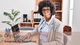  Presentation with lips - Theme consisting of black-woman-with-curly-hair background and a coral colored foreground