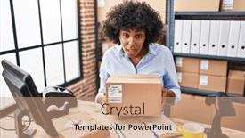  Presentation with black business - Presentation enhanced with black-woman-with-curly-hair background and a coral colored foreground