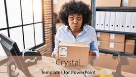  Presentation with puffing - PPT theme featuring black-woman-with-curly-hair background and a coral colored foreground