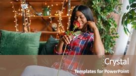  Presentation with black and red - Colorful presentation theme enhanced with black woman with red rose backdrop and a  colored foreground