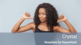  Presentation with afro - Slide deck featuring black women - afro american woman showing fingers background and a seafoam green colored foreground