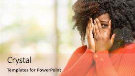  Presentation with beautiful black women smiling - PPT layouts having black women - beautiful african woman smiling having background and a coral colored foreground