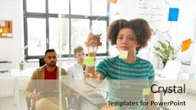  Presentation with team planning - Slide deck enhanced with black women - business startup planning and people background and a soft green colored foreground