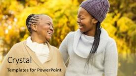  Presentation with mother and nurse during labor - Audience pleasing presentation theme consisting of black women - mother and grandmother smiling backdrop and a soft green colored foreground