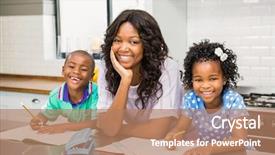  Presentation with black children - Slide deck enhanced with black women - mother with her children background and a coral colored foreground