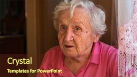  Presentation with older woman - Presentation design consisting of black women depression - older woman portrait close-up background and a tawny brown colored foreground