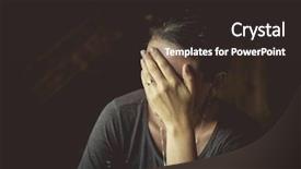  Presentation with black hands - Cool new slide deck with black women depression - portrait of a weeping woman backdrop and a dark gray colored foreground