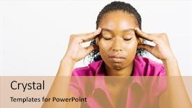  Presentation with african americans and food - Slide set having black women depression - young african woman looks worried background and a coral colored foreground