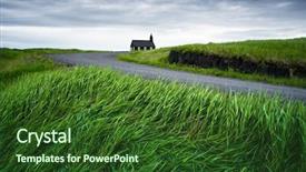  Presentation with black church - Slide set having black wooden church budakirkja famous background and a tawny brown colored foreground