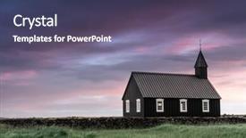  Presentation with black church - Cool new PPT theme with black wooden church budakirkja at snaefellsnes western iceland europe backdrop and a violet colored foreground