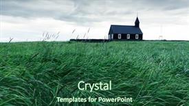  Presentation with black church - Slides with black wooden church budakirkja at snaefellsnes western iceland europe landscape photography background and a forest green colored foreground