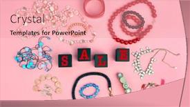  Presentation with pink black - PPT theme enhanced with black wooden cubes with female accessories on pink background sale concept background and a coral colored foreground