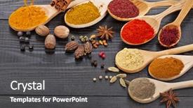  Presentation with powder - PPT layouts with powder spices on spoons in black wooden table background background and a dark gray colored foreground