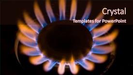  Presentation with gas - Presentation theme featuring black yellow flame - gas fire close-up background and a wine colored foreground