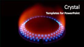  Presentation with gas - Theme consisting of black yellow flame - gas fire close-up background and a wine colored foreground