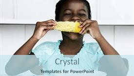  Presentation with black girl - Slide deck having black-young-girl-eating-corn background and a sky blue colored foreground