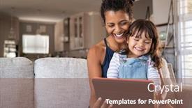  Presentation with daughter mother - Audience pleasing slide deck consisting of black-young-mother backdrop and a violet colored foreground