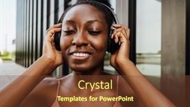  Presentation with listening - PPT layouts enhanced with black-young-sportswoman-listening-music background and a tawny brown colored foreground