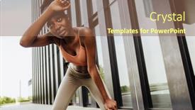  Presentation with black - Slide deck featuring black-young-sportswoman-resting-during background and a violet colored foreground