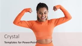  Presentation with afro - Slide set with black-young-sportswoman-with-afro background and a coral colored foreground