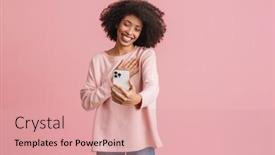  Presentation with black woman - Slides enhanced with black-young-woman-laughing background and a coral colored foreground