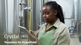  Presentation with black woman - Slides having black-young-woman-referring background and a gray colored foreground