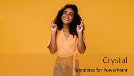  Presentation with black woman - Presentation theme featuring black-young-woman-smiling background and a gold colored foreground