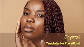  Presentation with black woman at gas station - PPT theme enhanced with black-young-woman-with-afro background and a tawny brown colored foreground