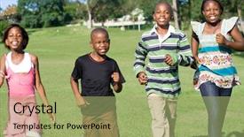  Presentation with african children - Colorful presentation theme enhanced with black youth - african children running backdrop and a mint green colored foreground