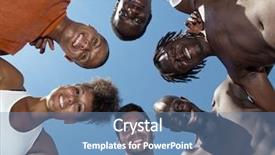  Presentation with black youth - Audience pleasing PPT theme consisting of black youth - group portrait of male backdrop and a teal colored foreground